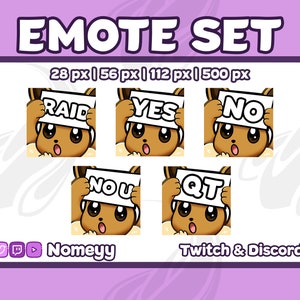 Twitch/Discord Emotes: 5 Eevee Emotes (Sign Set)