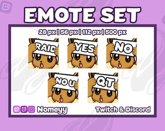 Twitch/Discord Emotes: 5 Eevee Emotes (Sign Set)