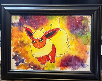 Pintura de acuarela Flareon *PRINT* Tamaño A4