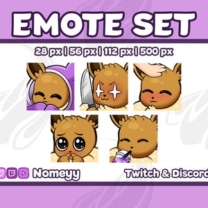 Twitch/Discord Emotes: 5 Eevee Emotes (Set 2)
