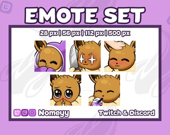 Twitch/Discord Emotes: 5 Eevee Emotes (Set 2)