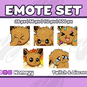 Twitch/Discord Emotes: 5 Eevee Emotes (Set 3)