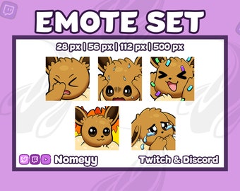 Twitch/Discord Emotes: 5 Eevee Emotes (Set 3)