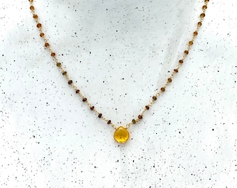 Collar de gota con cuentas Citrine & Brown Tourmaline