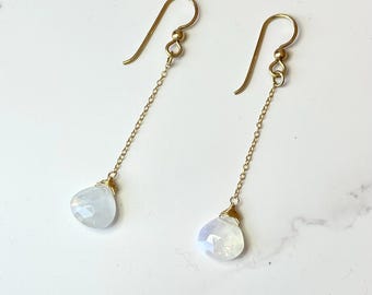 Pendientes colgantes de piedra lunar arcoíris