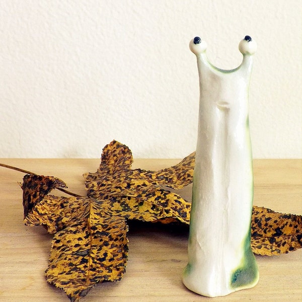 Cute Little Garden Slug Porcelain  Sculpture