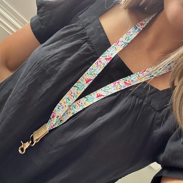 Multi Coloured Doodles Teacher Lanyard