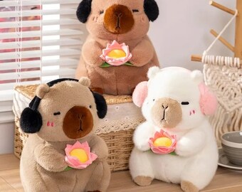 Nuovo simpatico capibara peluche animali di peluche capibara bambola morbida tenere fiore giocattoli per bambini regalo di compleanno