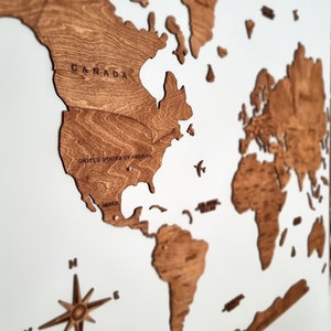 Wooden World Map Walnut Brown zdjęcie 1