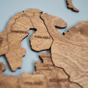 Wooden World Map Walnut Brown zdjęcie 6