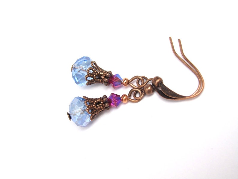 Boho Blue Earrings Victorian Heirloom Design Steampunk Gift