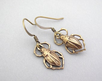 Art Deco Earrings Egyptian Revival Scarab Charm Earrings