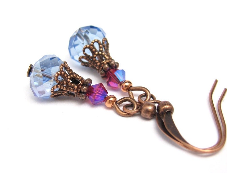 Boho Blue Earrings Victorian Heirloom Design Steampunk Gift
