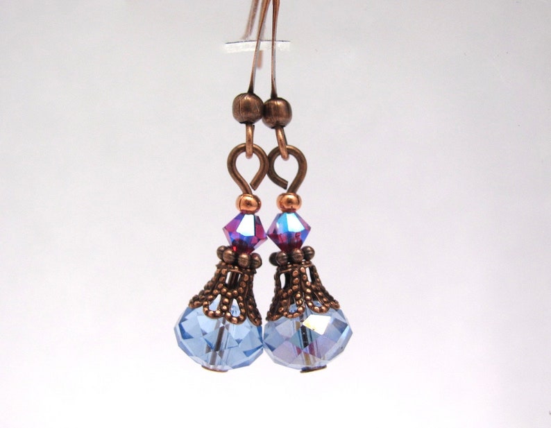 Boho Blue Earrings Victorian Heirloom Design Steampunk Gift