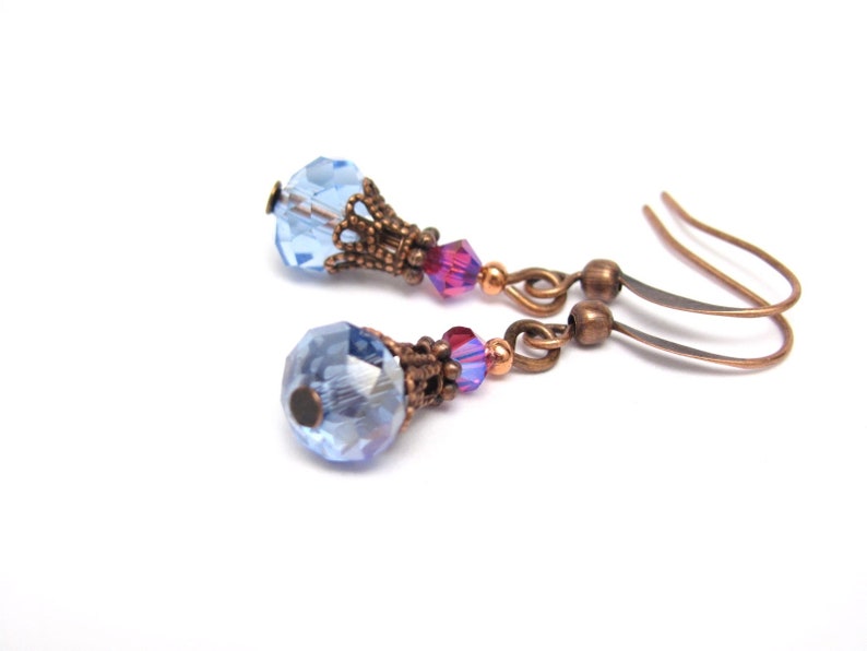 Boho Blue Earrings Victorian Heirloom Design Steampunk Gift