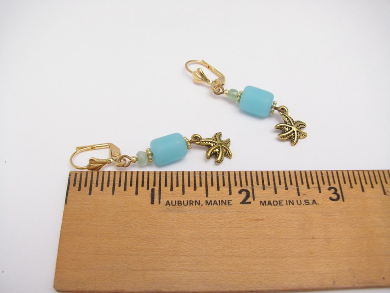 Star Fish Sea Glass Earrings Blue Beach Jewelry Made in Hawaii Hawaiian Earrings