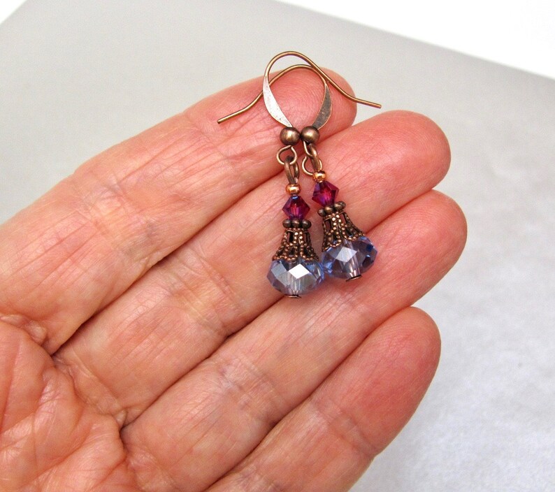 Boho Blue Earrings Victorian Heirloom Design Steampunk Gift