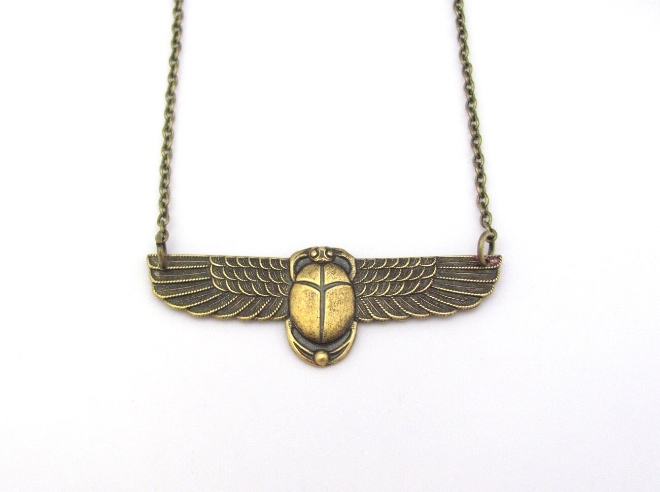 Art Deco Necklace Egyptian Revival Scarab Pendant Oxidized | Etsy