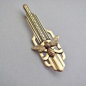 Art Deco Pin Vintage Bumble Bee Bohemian Antiqued Brass Long Vintage Insect Brooch Pin