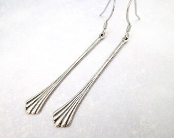 Art Deco Earrings Long Chandelier Antiqued Silver Plated Clip On Slender Victorian Cosplay Cottagecore Edwardian Tudor Earrings