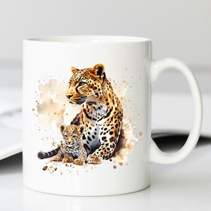 Leopard and Cub Mug: Wildlife Animal Lover Gift