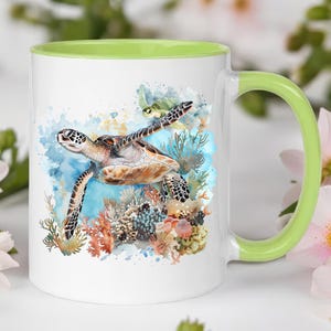 Watercolor Sea Turtles Mug: Marine Wildlife Art, Ocean Lover Gift