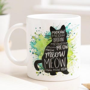 Black Cat Mug: Funny Cat Lover Gift, Colorful Ceramic