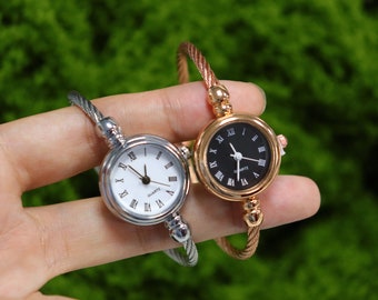 Reloj de números romanos, reloj vintage simple, apertura de brazalete, estilo CHIC, regalo de aniversario, reloj femenino, reloj de oro rosa