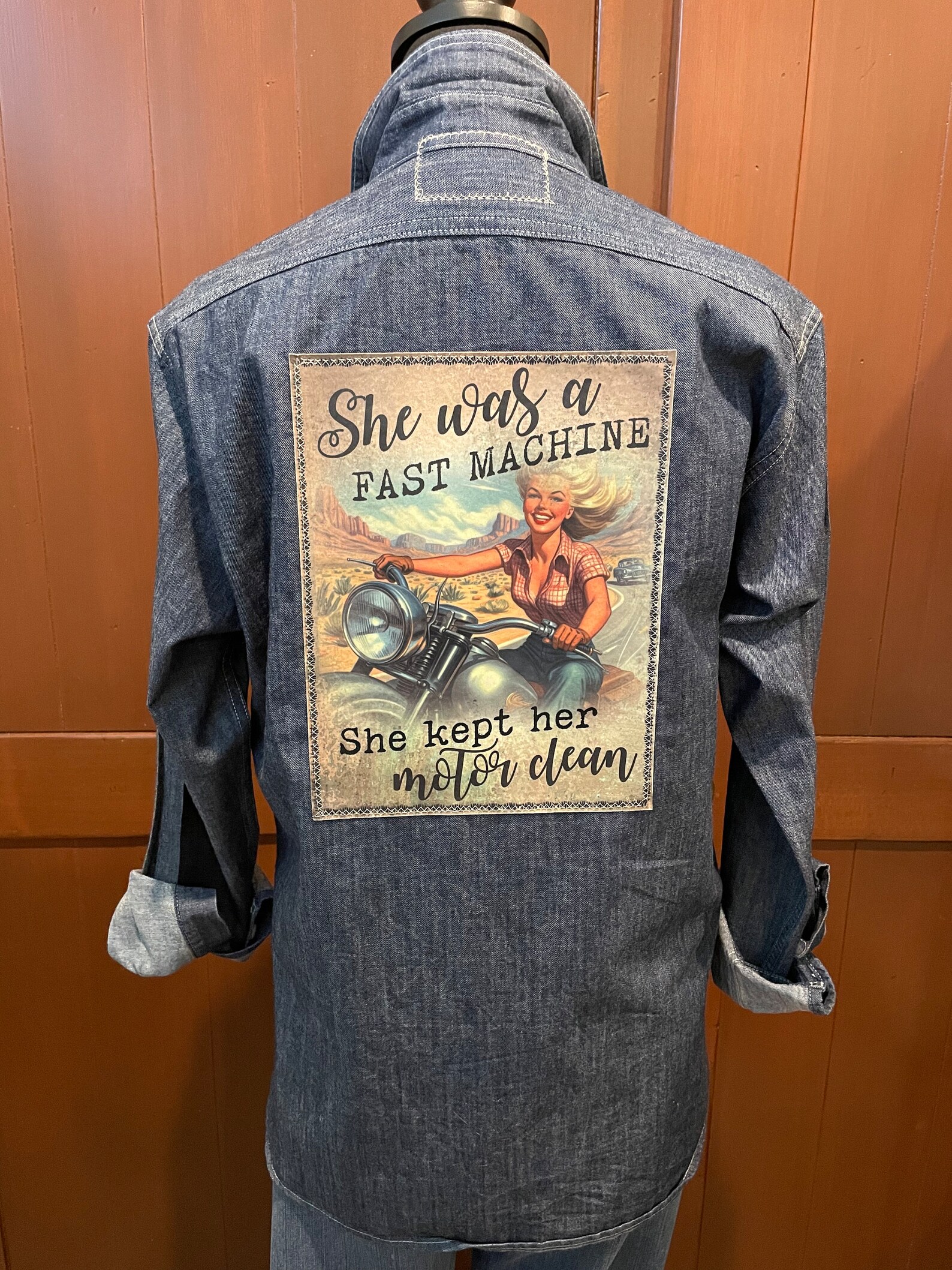 Graphic Button Down, Upcycled She Was a Fast Machine L - Etsy