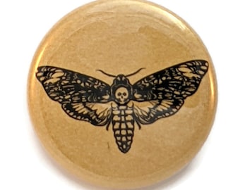 Death's Head Moth on Gold- Pinback Button, Magnet, or Bottle Opener