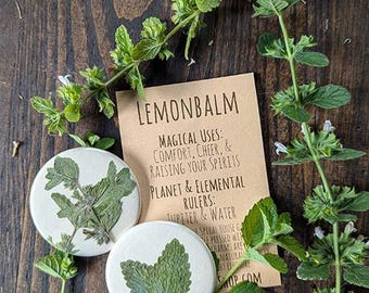 Lemonbalm Botanical Pin-back Charm
