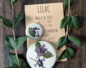 Lilac Botanical Pin-back Charm