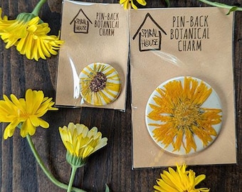 Calendula Botanical Pin-back Charm