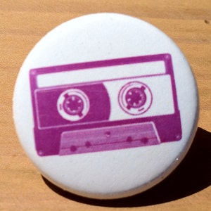 Cassette tape Button, Magnet, Bottle Opener 3 sizes, 5 colors image 3