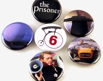 The Prisoner TV show set of 6 - Buttons or Magnets