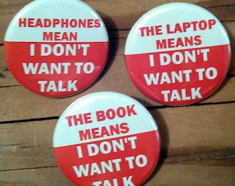 Leave Me Alone Buttons or Magnets - Introvert Set of 3