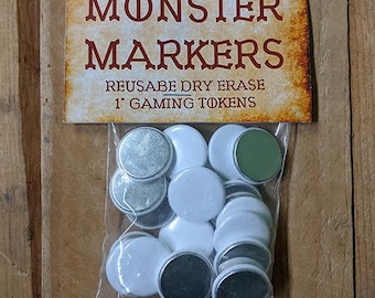 Deluxe Dry Erase Combat Tokens - Handmade "Monster Markers" for TTRPGs - 1 Inch Blank Tokens