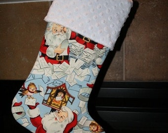 CHRISTMAS STOCKING for Men and Boys - Santa on Blue Christmas Stocking