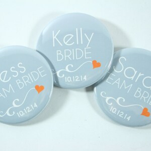 15 Team Bride Bachelorette Buttons, Bridesmaid Buttons in Any Colors image 1