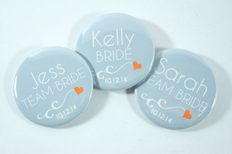 15 Team Bride Bachelorette Buttons, Bridesmaid Buttons in Any Colors image 1