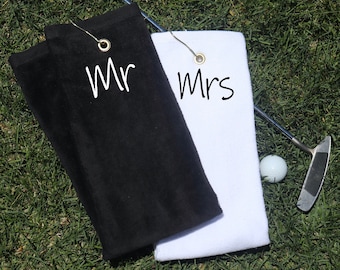 Mr and Mrs Golf Towels, Wedding Gift Golf, Wedding Embroidered Golf Towels, Wedding His and Her Golf Towels, Monogrammed Golf Towels, Golf