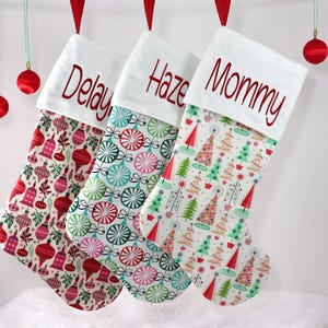Personalized Christmas Stockings for Family, Pink Christmas Stocking, Handmade Stocking Set, Stocking for Girl, Baby Stocking Christmas