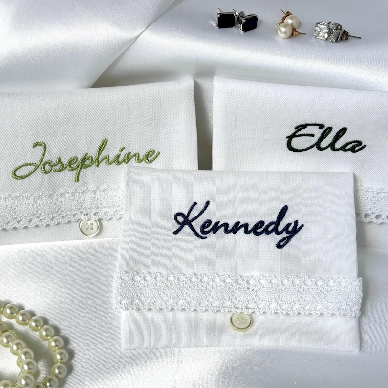 Bridesmaid Gift from Bride Personalized Embroidered Jewelry Pouch