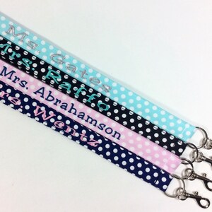 polka dot lanyards, lanyard for ID badges personalized cruise lanyard, key lanyard, personalized lanyard, dot lanyard, teacher lanyard image 1