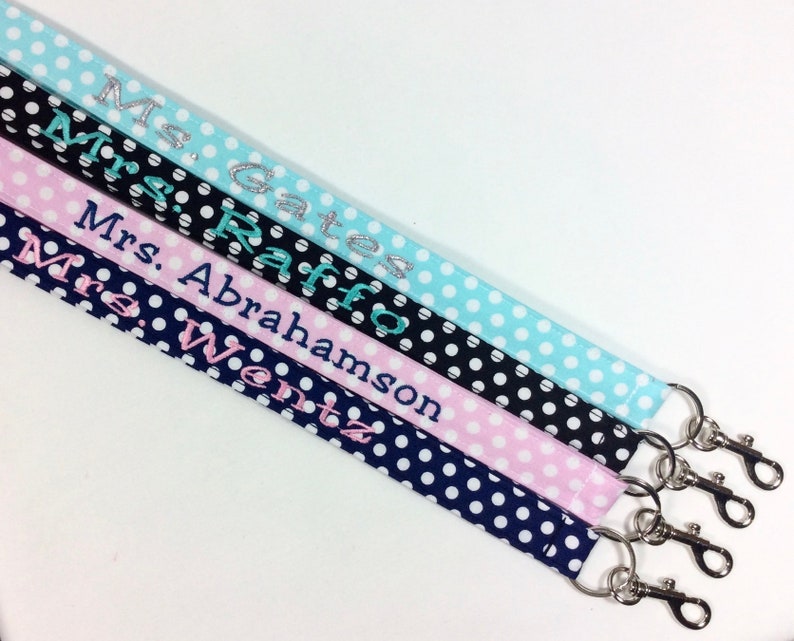 polka dot lanyards, lanyard for ID badges personalized cruise lanyard, key lanyard, personalized lanyard, dot lanyard, teacher lanyard image 1