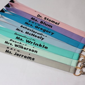 school lanyard teachers, personalized lanyard neutral colors, safety lanyard, lanyard ID, Lanyard School, Lanyards, lanyard embroidered