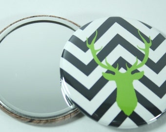 chevron with a deer pocket mirror for your baby shower