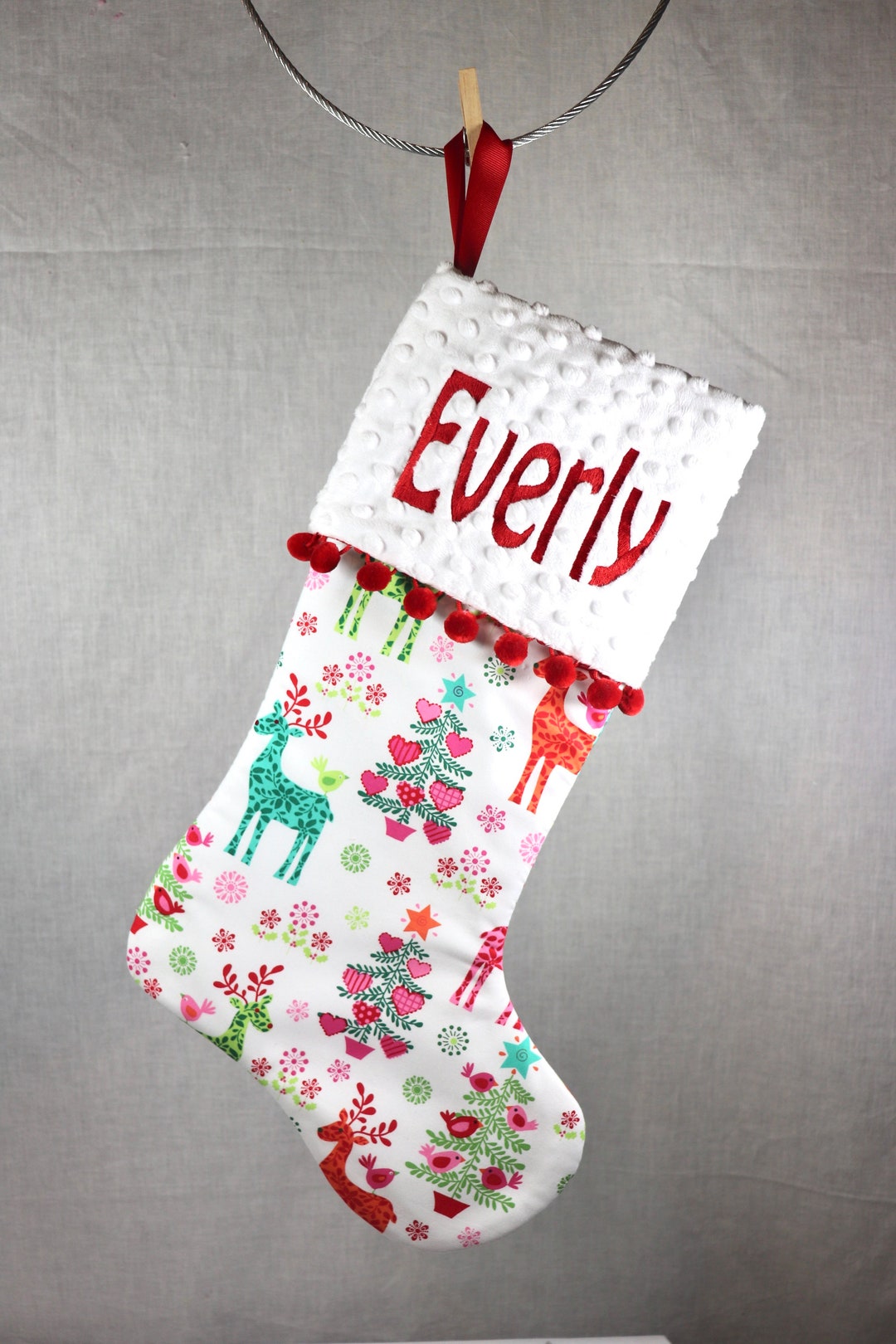 Girly Christmas Stocking, Monogrammed Stocking, Pink Stocking ...