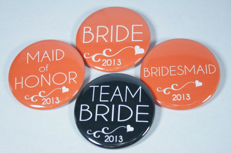 15 Team Bride Bachelorette Buttons, Bridesmaid Buttons in Any Colors image 2