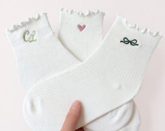Custom Ruffle Sock Bridesmaid Gift Set Bridal PartyMonogrammed Bridesmaid Proposal Bachelorette Weekend Personalized Coquette Sock Women